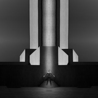 There is evidence to suggest that our world and everything in it-from snowflakes to maple trees to falling stars and spinning electrons-are also only ghostly images, projections from a level of reality so beyond our own it is literally beyond both space and time.
We are perceivers. We are an awareness; we are not objects; we have no solidity. We are boundless. The world of objects and solidity is a way of making our passage on earth convenient. It is only a description that was created to help us. We, or rather our reason, forget that the description is only a description and thus we entrap the totality of ourselves in a vicious circle from which we rarely emerge in our Lifetime. 

The space in between (Series) Achievements:
First place in International photographer of the year IPOTY 2015, photomanipulation category, London.
First and second place in Moscow international foto awards MIFA 2016, Science category, Russia.
Third place in International photography awards IPA 2015, digitaly enhanced category New york.
Third place in Fine Art photography awards 2016, photomanipulation category.
SpiderAwards 2016, 2nd place in silhouette Category
Third place in Neutral density awards ND 2015, photomanipulation category.
Third place in One EyeLand awards 2015, digitaly enhanced category.
Honorable mention in Paris photography prize PX3 2016, digitaly enhanced.
For buy a limited edition print go to the link below:
https://art.tt/336k