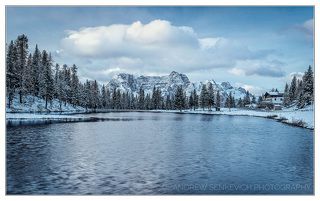 Лаго Анторно утром после вчерашнего снегопада