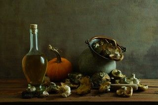 mushrooms and pumpkin