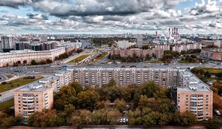 Птичий взгляд на основную артерию Белокаменной - Ленинский проспект