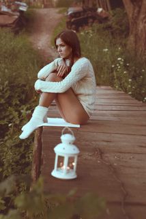 девушка, мост, лето