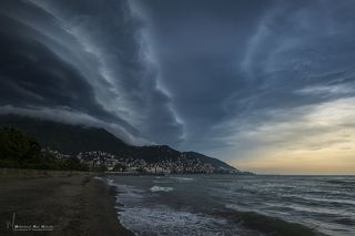 A great view of clouds over the city of Ordu in northern Turkey