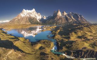 Patagonia dron view Torres del Paine