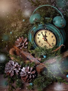 Новогодняя открытка с часами