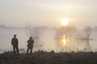 Рыбаки медитируют.