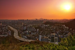 закат, Сеул, гора Ансан