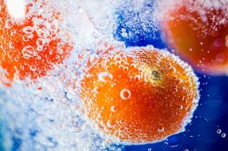 черри, макро, пузырьки, пузыри, вода, синий