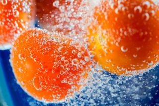 черри, макро, пузырьки, пузыри, вода, синий