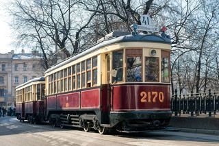 Трамвай КМ и КП на Чистопрудном бульваре