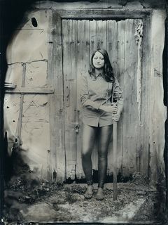 Девочка с вилами.
Амбротип 18х24см