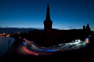 Велопробег вокруг Московского Кремля во время акции \