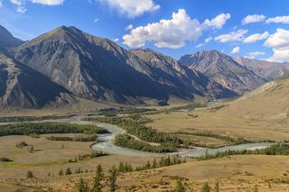 Слияние Карагема и Аргута - место схода трёх хребтов - Северо-Чуйского, Южно-Чуйского и Катунского