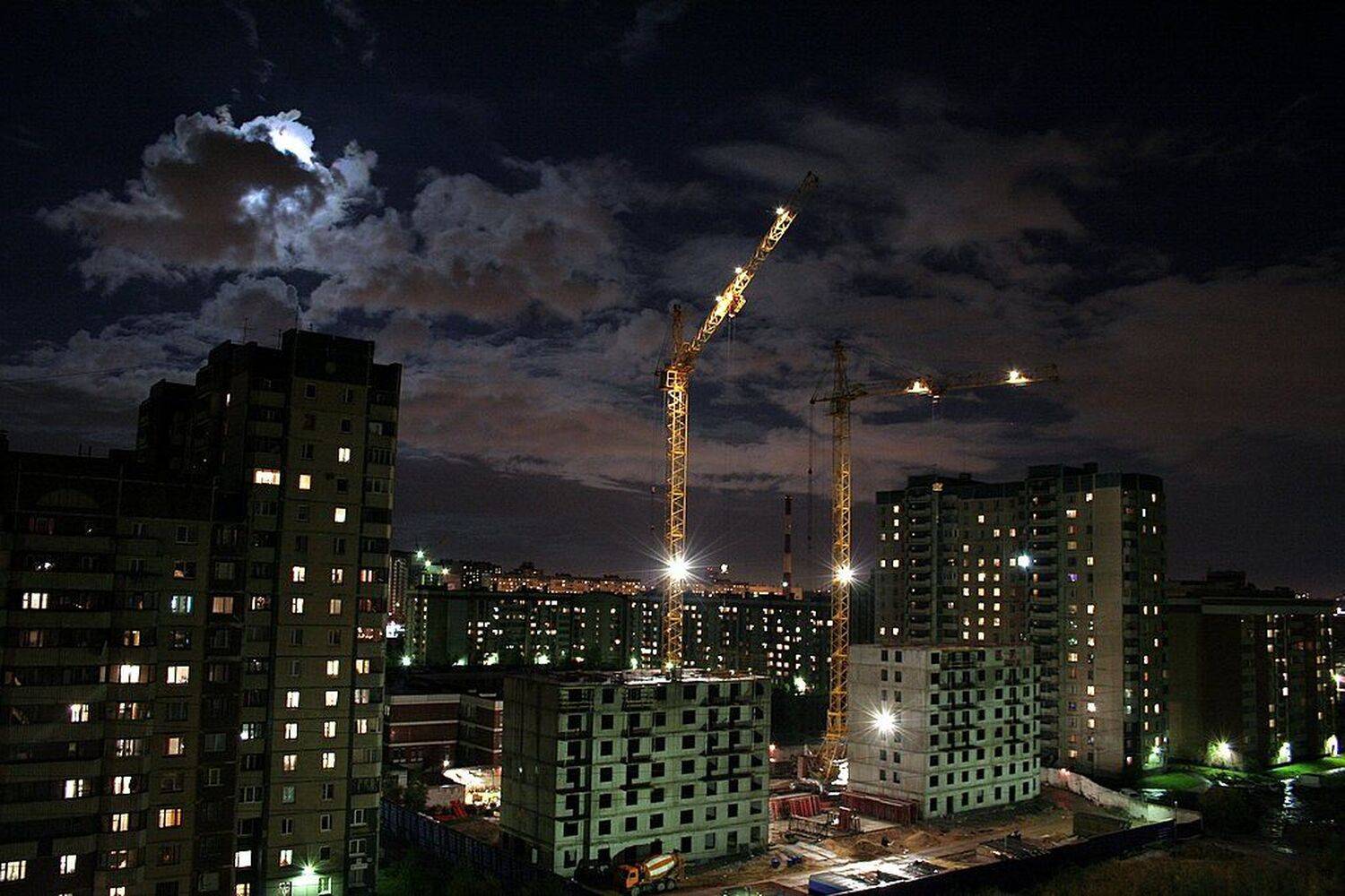 кран, новостройка, луна, Севрюков Сергей