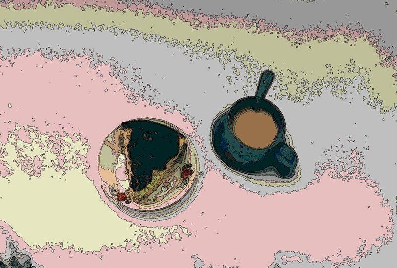 Кофе, тортик, на, снегу Десертphoto preview