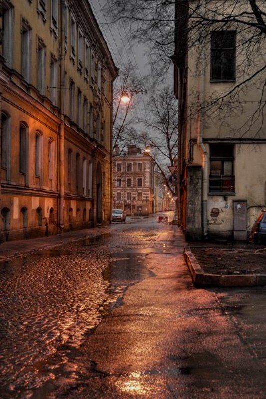 Утро, улица, дождь, рассвет ул Репина дождливым утромphoto preview