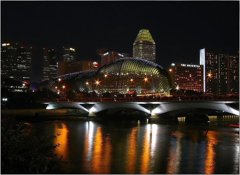 сингапур, сити, набережная, лето, ночные, огни Singapore. Esplanade Theatresphoto preview