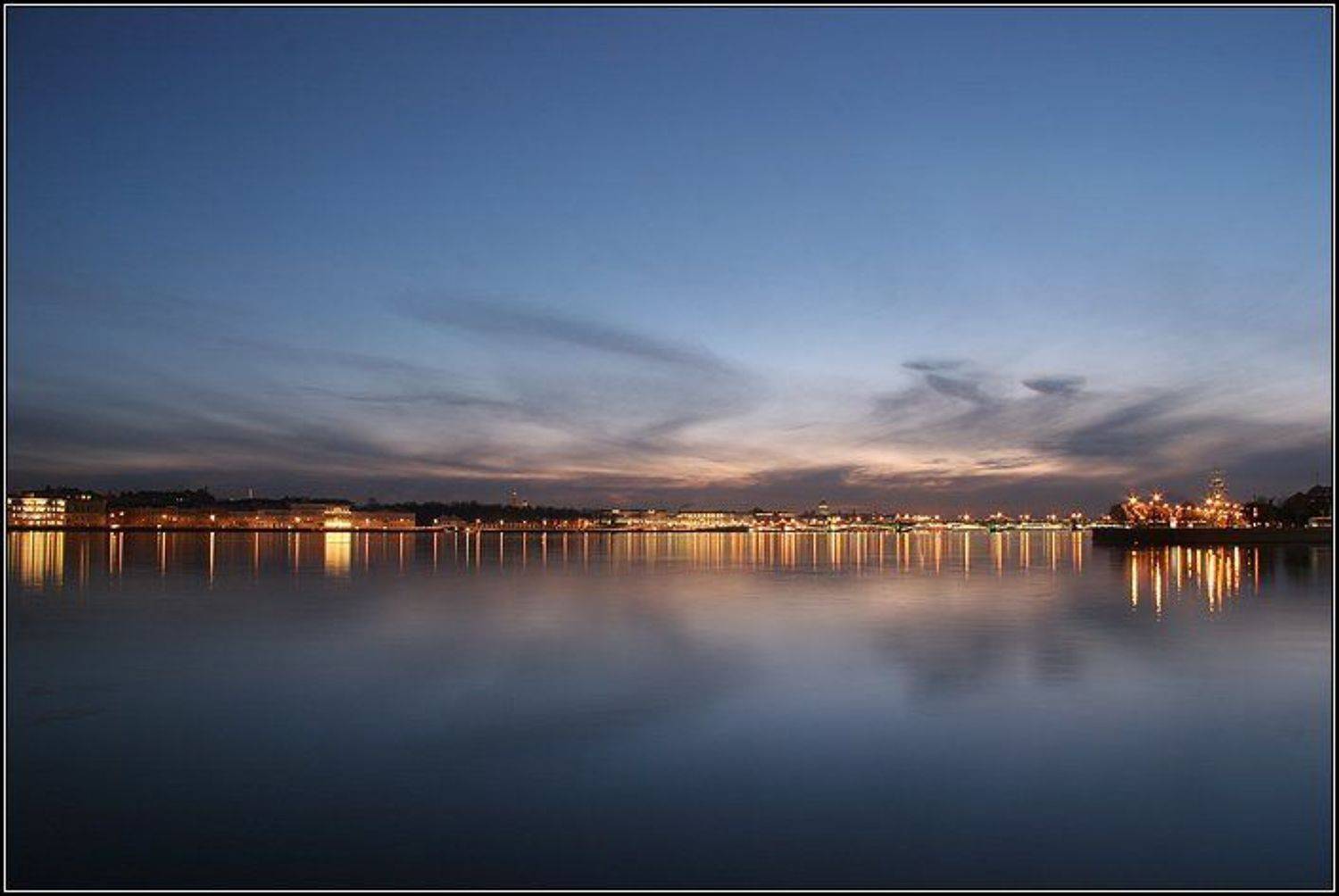 петерубрг, питер, город, река, нева, вода, отражение, огни, иллюминация, вечер, небо, облака, закат, dyadyavasya, Дмитрий Шамин