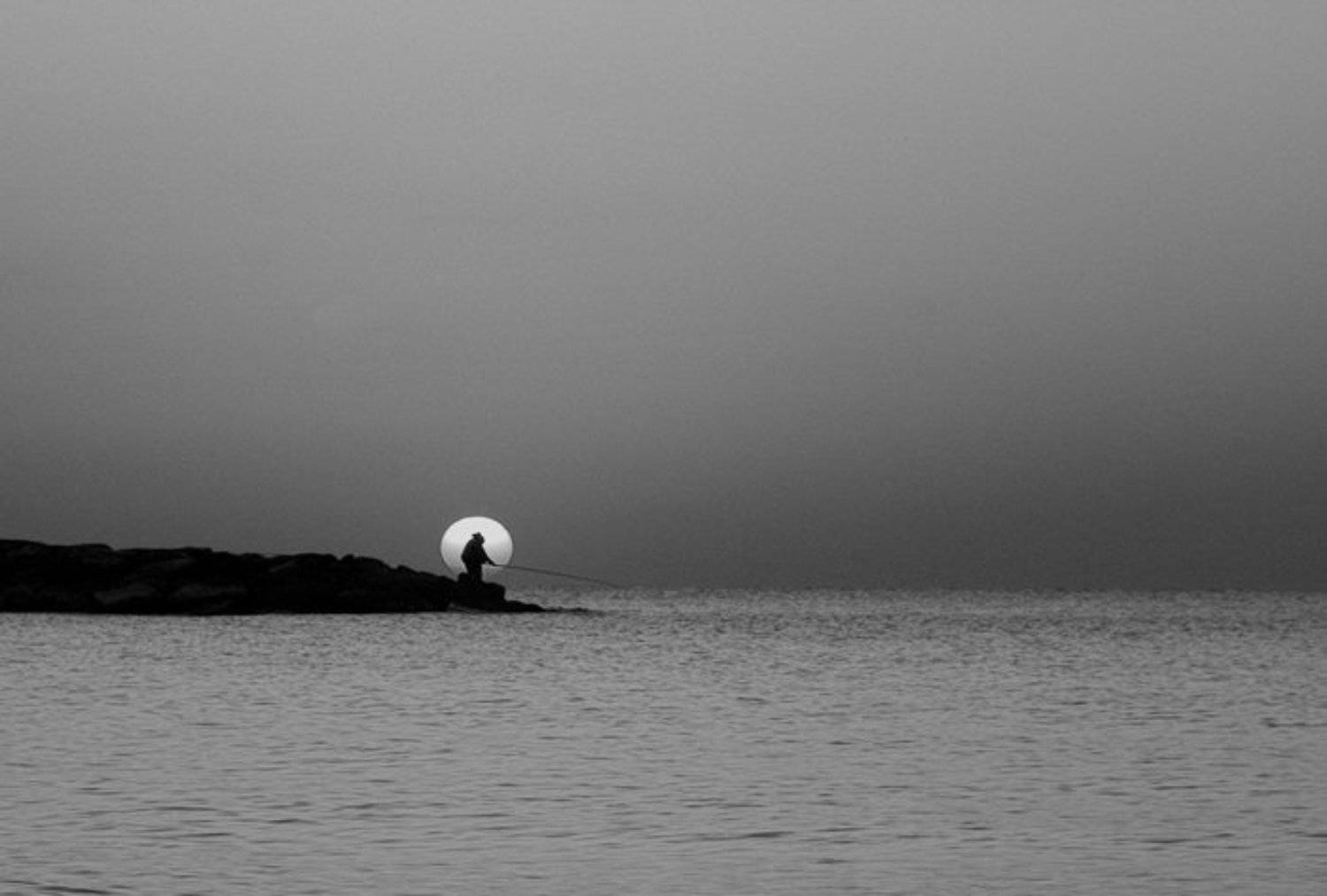 IgalSc, закат, рыбалка, настроение, чб, IgalSc