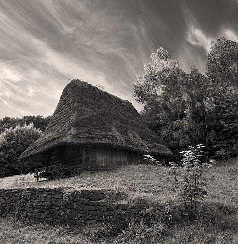 дом, телега, небо, пейзаж про дом фото превью