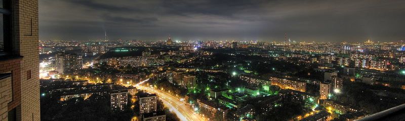 Москва, Алые Паруса, ночь, панорама, HDR Ночной мегаполис с 38-огоphoto preview