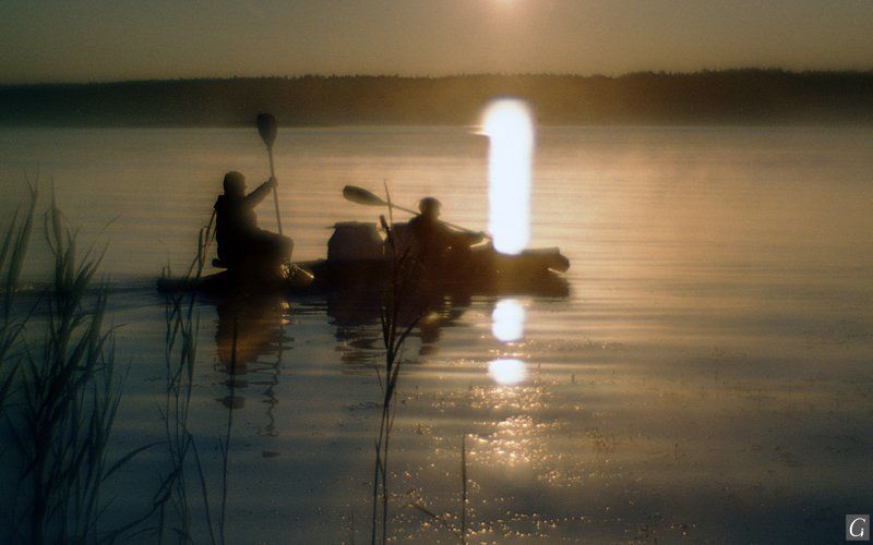 Рассвет, байдарка, Волга, Завидово, монокль Поутруphoto preview