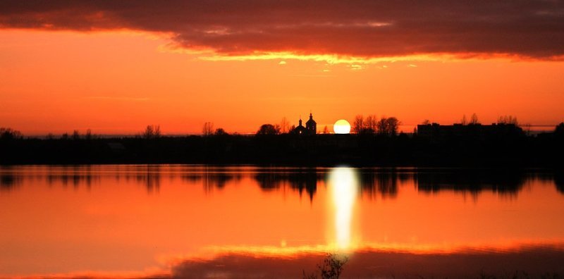 Красный закат, Бологое, озеро, Владимир \