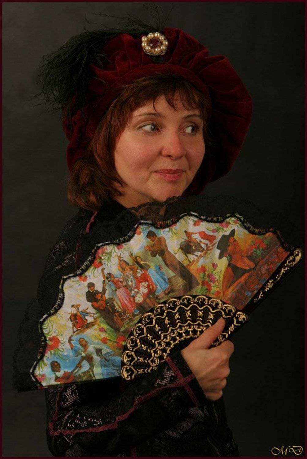 Жизнь - театр. Автор: Мария женщина,веер,шляпа,портрет, Мария