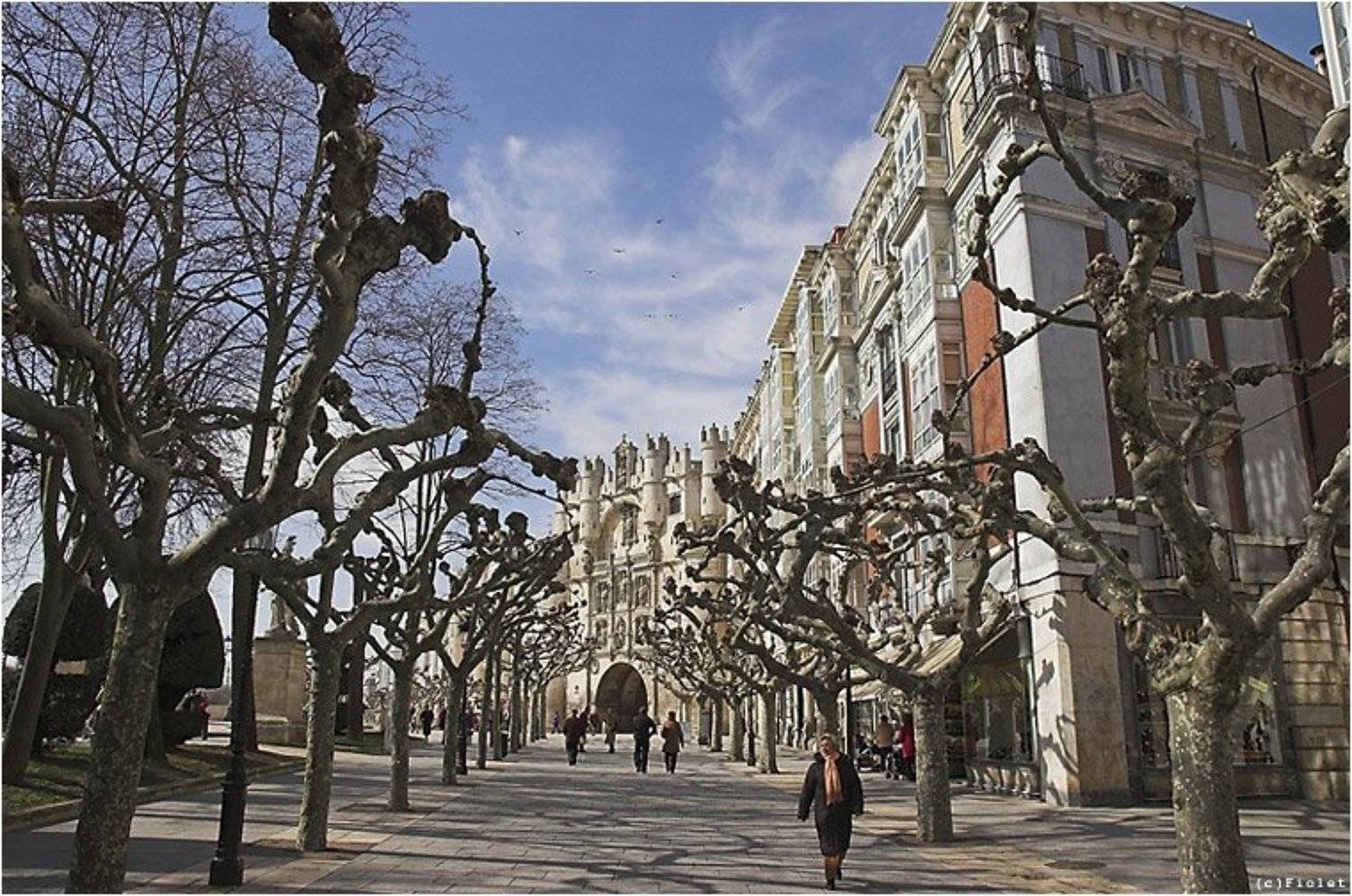 Бургос. Улицы.. Автор: Andrey N. Sliozberg Испания, Бургос, улицы, платаны, небо, городские ворота, Andrey N. Sliozberg