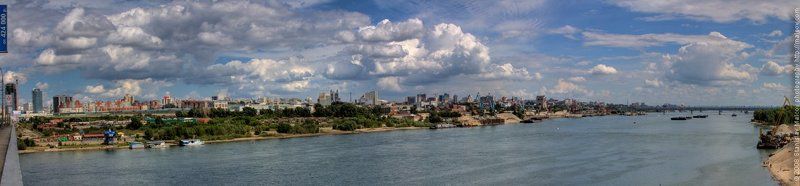 обь, вид с димитровского моста, панорама Правый берег Оби, промзона, Речпортphoto preview