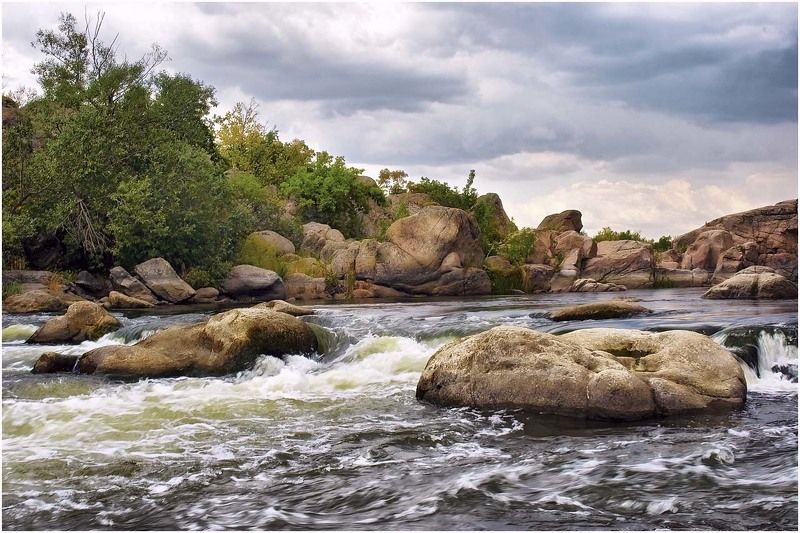 пейзаж, природа, река, скалы Порогиphoto preview