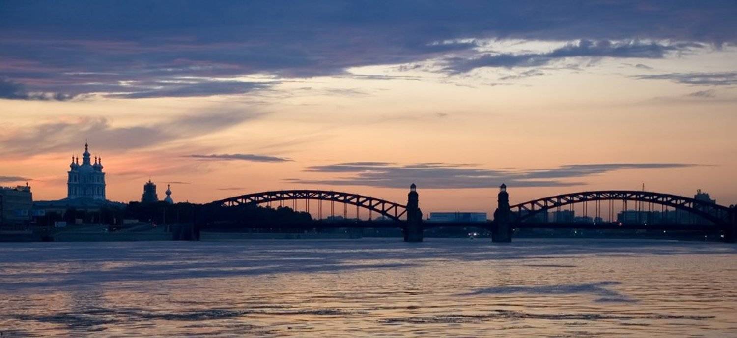 смоьный собор,нева,большеохтинский мост,закат,небо, Евгений Пугачев.