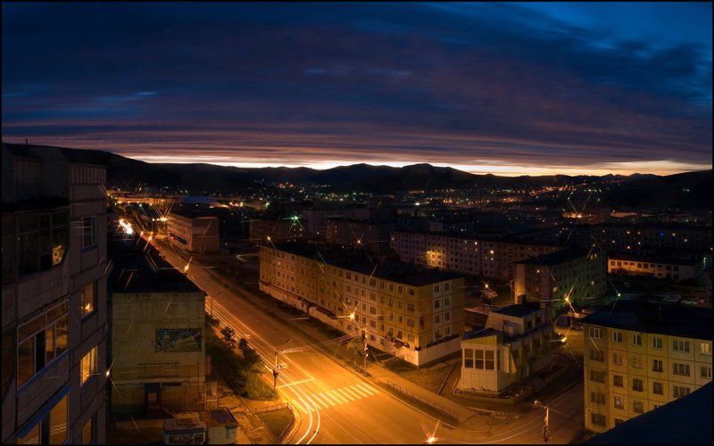 магадан, ночь Магаданские ночи фото превью
