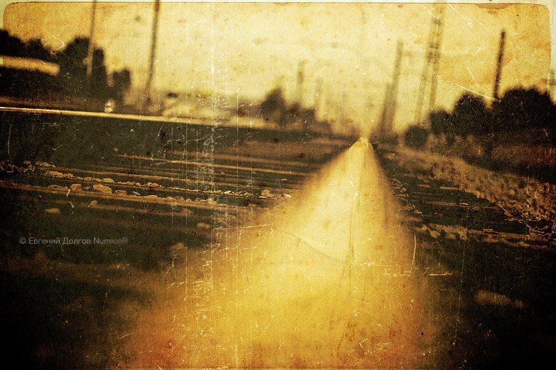 рельсы, закат, железная дорога, камни, провода, красноярск ***photo preview