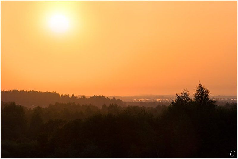 талашкино, рассвет, утро, солнце, туман, даль, горизонт, пространство, дымка, лето, оранжевое, В звенящей колеснице Феб...photo preview