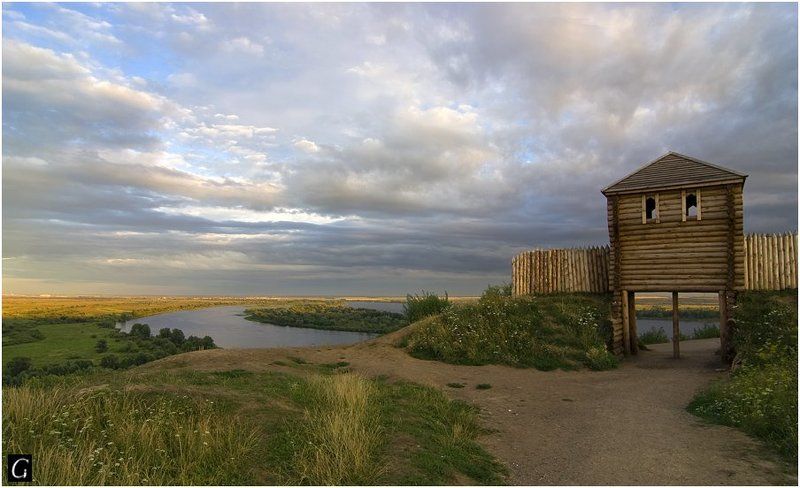 дозорная,башня, реконструкция, утёс, древнее, городище, елабуга, нижняя, кама, татарстан, просторы, небо Дозорная башняphoto preview