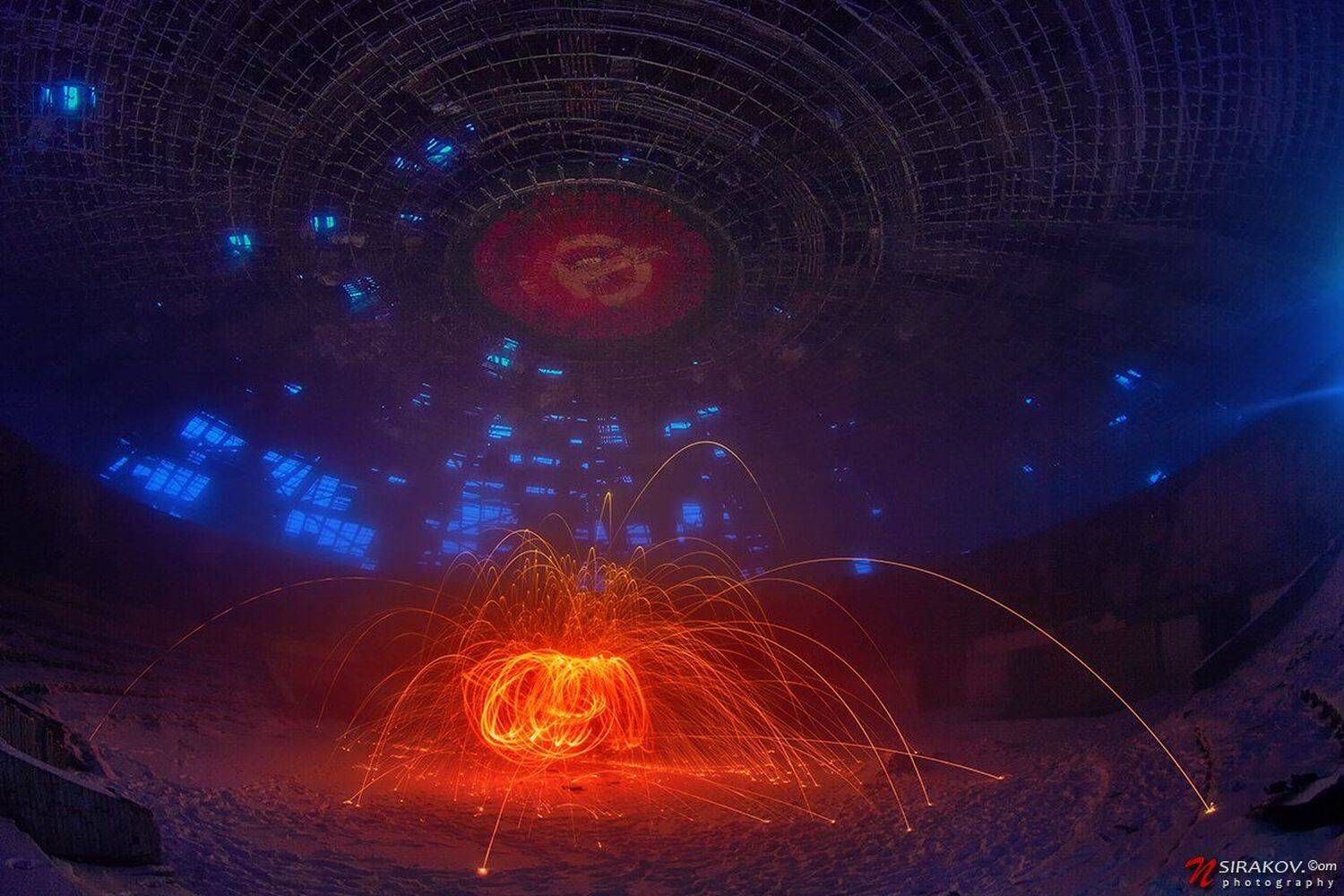 steel wool, photography, communist, ruins monument, bulgaria,, Nikolay Sirakov