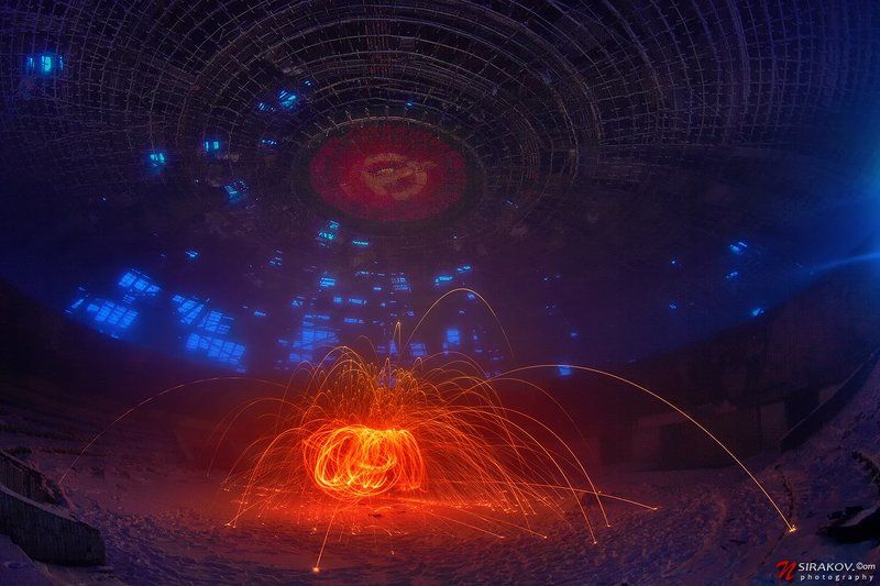 steel wool, photography, communist, ruins monument, bulgaria, Sparkle of Historyphoto preview