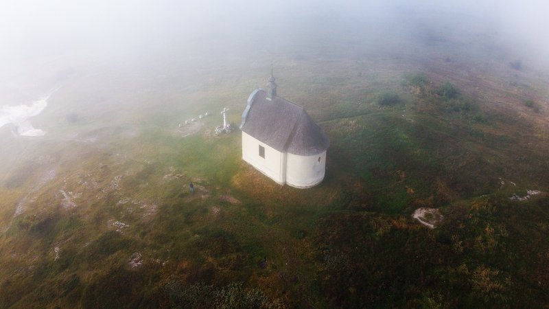 landscape,fog,misty,church,drone The Holy Churchphoto preview