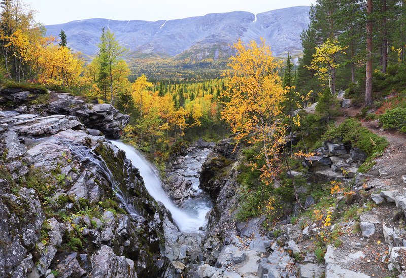 кольский, север, заполярье, хибины Водопад на реке Рисйокphoto preview