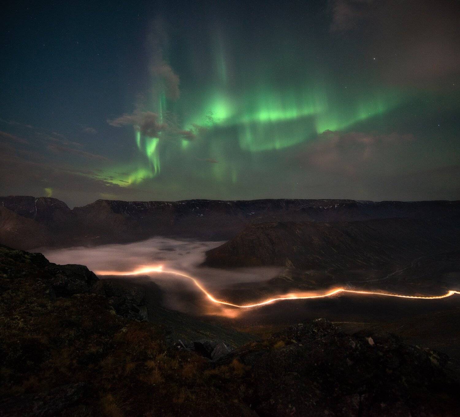 пейзаж,хибины,кольский,север,туман,звезды,сияние,осень, Виталий Истомин