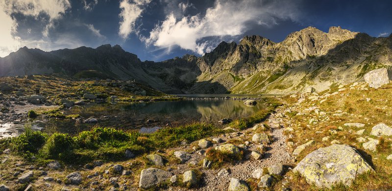 #cloud #sky #water #nature #outdoors #lake #landscape #sunset #mountains #nature #panoramic Veľké Hincovo Plesophoto preview