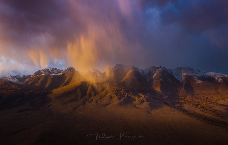 Snow at sunset.photo preview