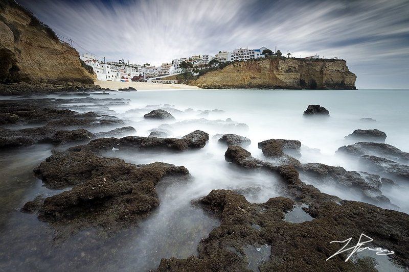 carvoeiro,village,seascapes,sea,sky,landscapes,water,blue,long exposure Fishing Villagephoto preview