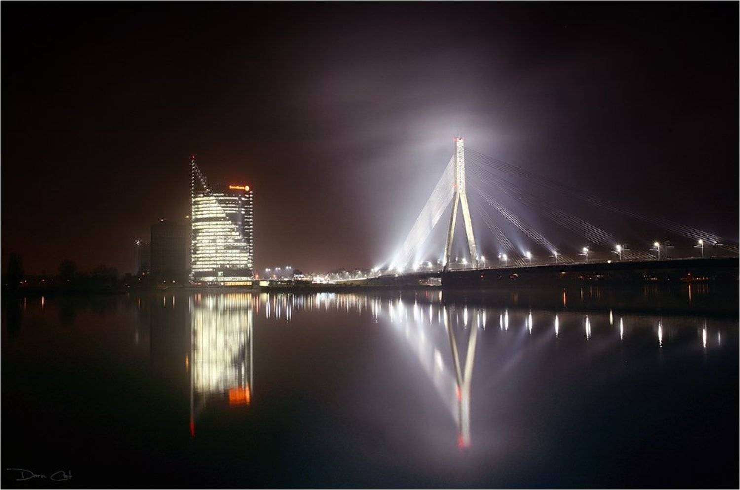 латвия, рига, мост, мистика, свет, отражение, свет, огни, Darn Cat