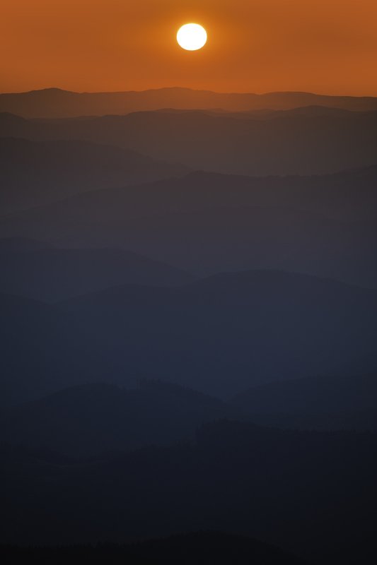 golden hour, blue hour, mountains, sunset, dawn, ridge, sun Golden to Blue Hour over the Carpathian Mountainsphoto preview
