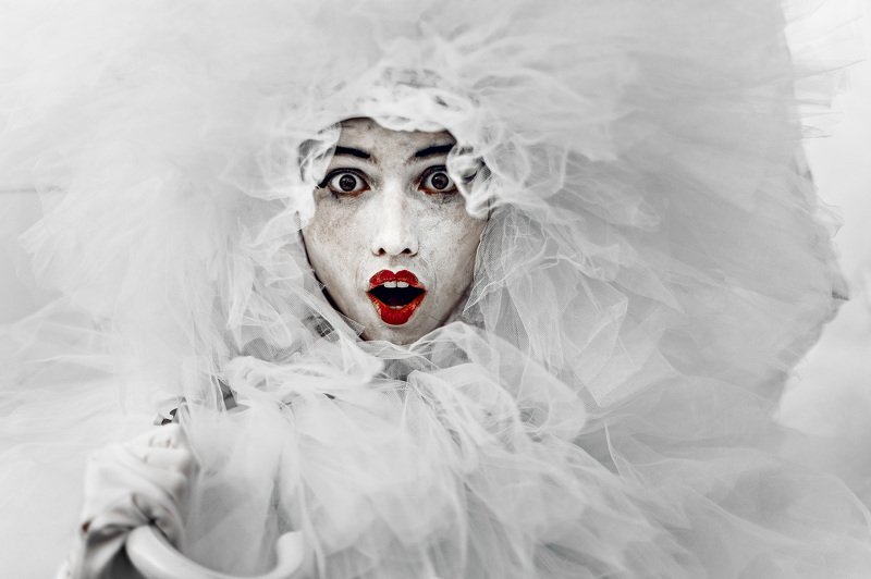 портрет, белый, мим, удивление, portrait, white Whitephoto preview