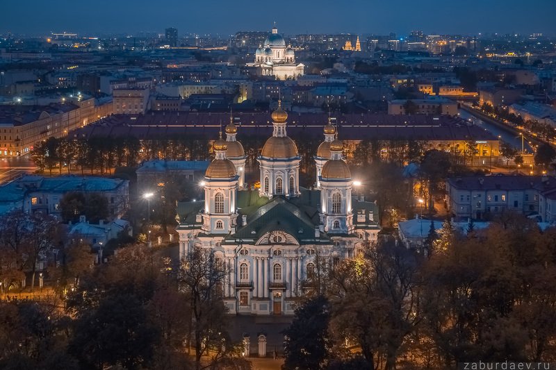 россия, петербург, осень, вечер, собор, дрон Никольский и Троицкийphoto preview