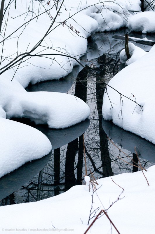 europe, kuzminki, russia, brook, nature, park, reflection, snow, thaw, water, winter, европа, кузьминки, москва, россия, вода, зима, отражение, оттепель, парк, природа, ручей, снег оттепель / thawphoto preview