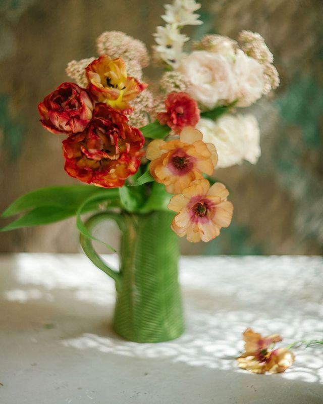 букет, цветы, оранжевый, зеленый, свет photo preview