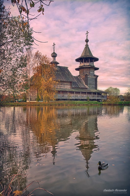 храм, пейзаж, утро Храм Благовещения Пресвятой Богородицы, подворье Свято-Троицкой Сергиевой Лаврыphoto preview